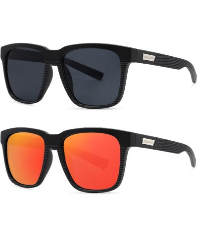 Polarized Sunglasses for Big Heads Men Women 8023 C3-2 Pack (Black/Gray+black/Red) $13.24 Wayfarer