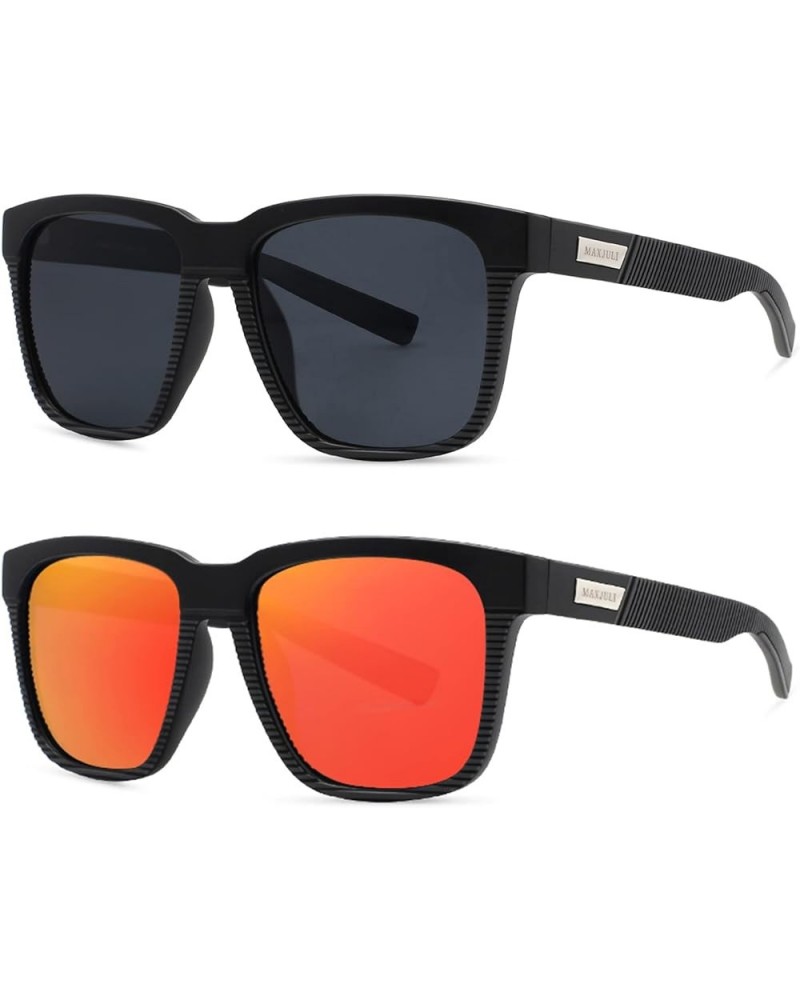 Polarized Sunglasses for Big Heads Men Women 8023 C3-2 Pack (Black/Gray+black/Red) $13.24 Wayfarer