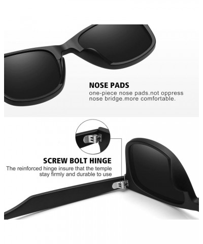 Polarized Sunglasses for Men Women Classic Retro Sun Glasses for Driving Fishing UV Protection 2 Pack C3 Matte Black Frame/Gr...