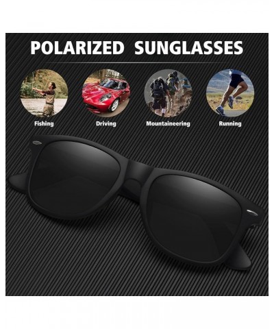 Polarized Sunglasses for Men Women Classic Retro Sun Glasses for Driving Fishing UV Protection 2 Pack C3 Matte Black Frame/Gr...