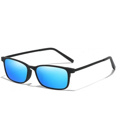 Full Rim Plastic Rectangle Polarized Mirrored Driving Sunglasses Reading Glasses for Men Women-Blue Mirror||+3.00 Strength Bl...