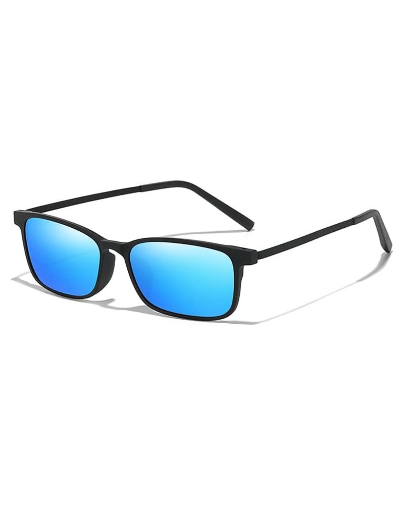 Full Rim Plastic Rectangle Polarized Mirrored Driving Sunglasses Reading Glasses for Men Women-Blue Mirror||+3.00 Strength Bl...