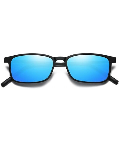 Full Rim Plastic Rectangle Polarized Mirrored Driving Sunglasses Reading Glasses for Men Women-Blue Mirror||+3.00 Strength Bl...