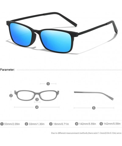 Full Rim Plastic Rectangle Polarized Mirrored Driving Sunglasses Reading Glasses for Men Women-Blue Mirror||+3.00 Strength Bl...