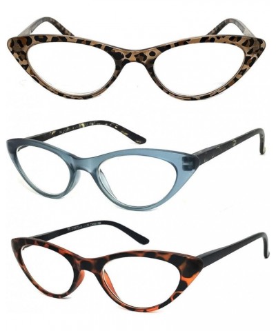 3 Pairs K03 Retro Woman Cat Eye Full Lens Reading Glasses Spring Temple (Leopard/Pink/Green, 2.50) Leopart/Gray/Brown +2.50 $...