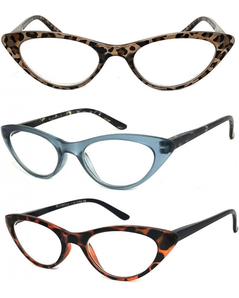 3 Pairs K03 Retro Woman Cat Eye Full Lens Reading Glasses Spring Temple (Leopard/Pink/Green, 2.50) Leopart/Gray/Brown +2.50 $...