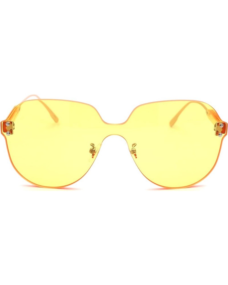 Womens Thick Plastic Rimless Shield Butterfly Ironic Sunglasses Yellow $9.15 Butterfly