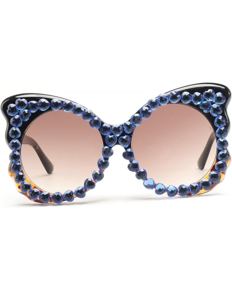 Oversized Diamond Sunglasses Women Rhinestone Cat Eye Sunglasses Vintage Female Sparkling Party Sunglasses Eyewear Black&blue...