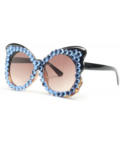 Oversized Diamond Sunglasses Women Rhinestone Cat Eye Sunglasses Vintage Female Sparkling Party Sunglasses Eyewear Black&blue...