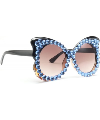 Oversized Diamond Sunglasses Women Rhinestone Cat Eye Sunglasses Vintage Female Sparkling Party Sunglasses Eyewear Black&blue...