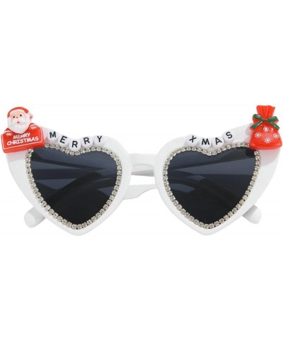 Christmas Sunglasses Love Shaped Female Heart Shaped Sun Glasses Cartoon Christmas Tree Santa Claus Party Eyeglasses White $8...