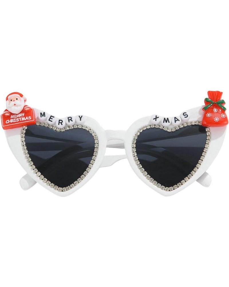 Christmas Sunglasses Love Shaped Female Heart Shaped Sun Glasses Cartoon Christmas Tree Santa Claus Party Eyeglasses White $8...