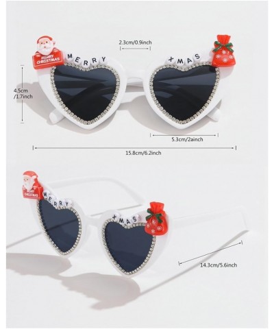 Christmas Sunglasses Love Shaped Female Heart Shaped Sun Glasses Cartoon Christmas Tree Santa Claus Party Eyeglasses White $8...