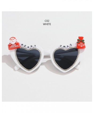 Christmas Sunglasses Love Shaped Female Heart Shaped Sun Glasses Cartoon Christmas Tree Santa Claus Party Eyeglasses White $8...