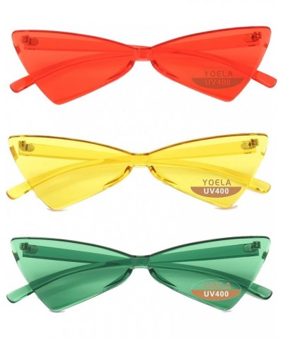 Triangle Thick Rimless Sunglasses One Piece Colored Transparent Sunglasses For Women and Men… Yellow+red+green $6.04 Triangular