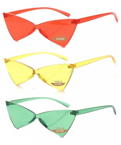 Triangle Thick Rimless Sunglasses One Piece Colored Transparent Sunglasses For Women and Men… Yellow+red+green $6.04 Triangular