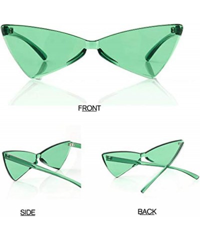 Triangle Thick Rimless Sunglasses One Piece Colored Transparent Sunglasses For Women and Men… Yellow+red+green $6.04 Triangular