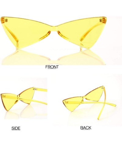 Triangle Thick Rimless Sunglasses One Piece Colored Transparent Sunglasses For Women and Men… Yellow+red+green $6.04 Triangular