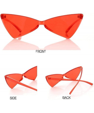 Triangle Thick Rimless Sunglasses One Piece Colored Transparent Sunglasses For Women and Men… Yellow+red+green $6.04 Triangular