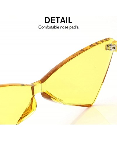 Triangle Thick Rimless Sunglasses One Piece Colored Transparent Sunglasses For Women and Men… Yellow+red+green $6.04 Triangular