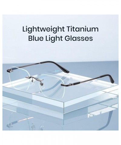 Blue Light Blocking Frameless Glasses for Men/Women UV Protection Rimless Eyewear Computer Eyeglasses Relieve Eyestrain Anti ...