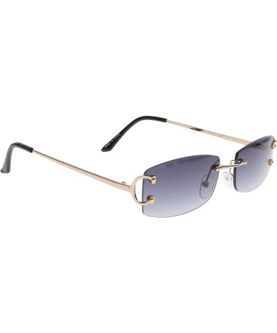 Small Narrow Rimless Sunglasses Fashion Rectangle Tinted Lens 90s Frameless Glasses for Women Men Black $10.37 Rectangular