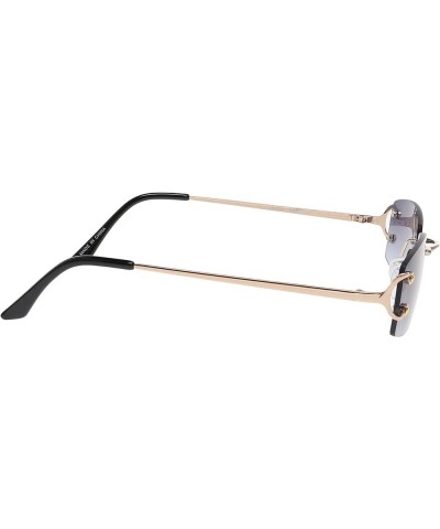 Small Narrow Rimless Sunglasses Fashion Rectangle Tinted Lens 90s Frameless Glasses for Women Men Black $10.37 Rectangular