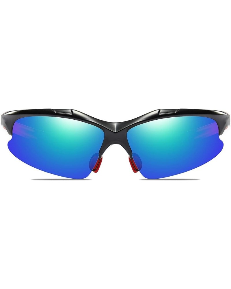 Sports Sunglasses for Men and Women Polarized Cycling Sunglasses 100% UV Blocking Black Blue $15.81 Butterfly