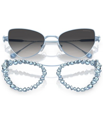 Women's Sk 7011 with Crystal Clip-on Butterfly Sunglasses Light Blue Matte/Grey Gradient $173.94 Butterfly