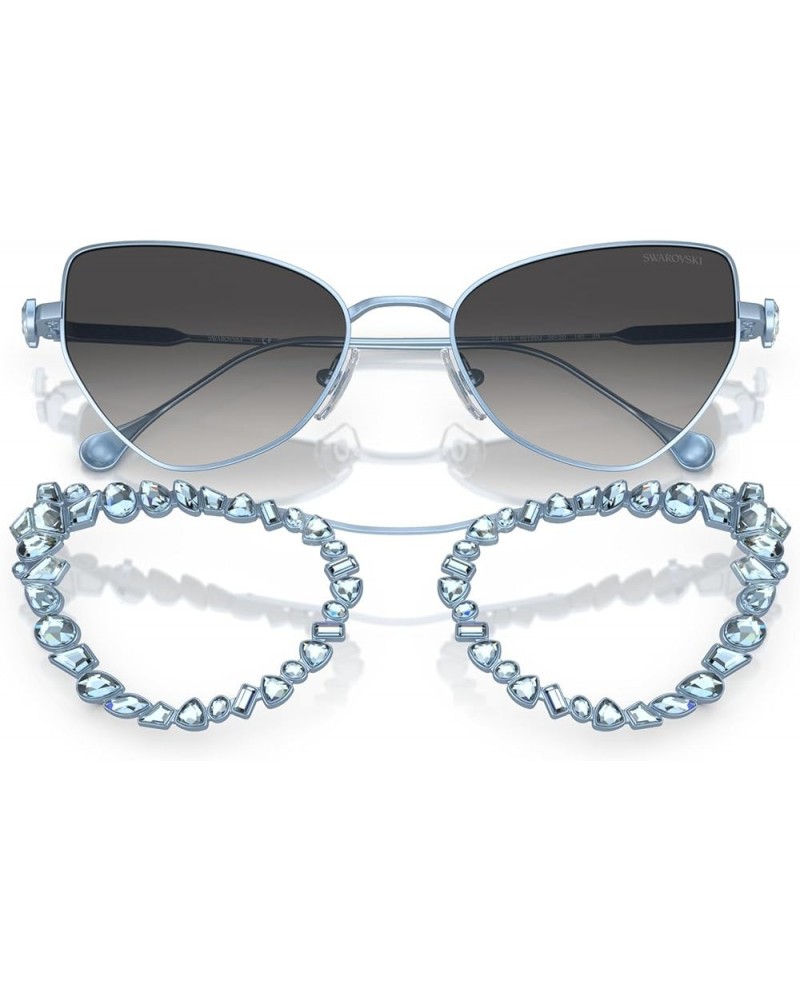 Women's Sk 7011 with Crystal Clip-on Butterfly Sunglasses Light Blue Matte/Grey Gradient $173.94 Butterfly