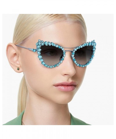 Women's Sk 7011 with Crystal Clip-on Butterfly Sunglasses Light Blue Matte/Grey Gradient $173.94 Butterfly