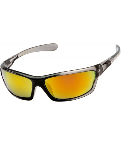 Polarized Wrap Around Sports Sunglasses Clear Black Smoked | Red Mirror $11.97 Wayfarer