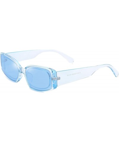 Rectangle Sunglasses for Women Men Retro Chunky Y2K Sunglasses Rectangular 90s 00s sunglasses Pink Transparent Blue $5.71 Rec...