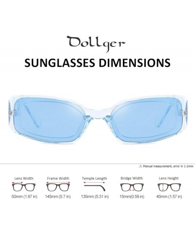 Rectangle Sunglasses for Women Men Retro Chunky Y2K Sunglasses Rectangular 90s 00s sunglasses Pink Transparent Blue $5.71 Rec...