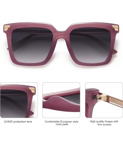 Retro Oversized Square Sunglasses for Women Trendy Vintage Shades Classic Big Sun Glasses UV400 SJ2216 Milky Purple/Gradient ...