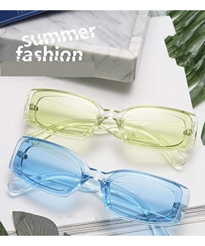 Rectangle Sunglasses for Women Men Retro Chunky Y2K Sunglasses Rectangular 90s 00s sunglasses Pink Transparent Blue $5.71 Rec...