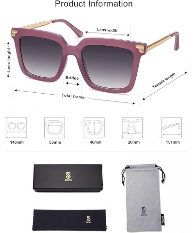 Retro Oversized Square Sunglasses for Women Trendy Vintage Shades Classic Big Sun Glasses UV400 SJ2216 Milky Purple/Gradient ...