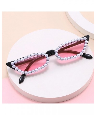 Fashion Pearls Diamond Sunglasses Women Rhinestones Sunglasses Men Punk Sun Glasses UV400 Pink $11.68 Designer