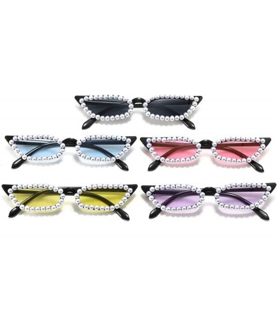 Fashion Pearls Diamond Sunglasses Women Rhinestones Sunglasses Men Punk Sun Glasses UV400 Pink $11.68 Designer