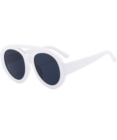 Vintage Double Bridges Women Round Sunglasses Fashion Pattern Gradient Shades UV400 Men Trending Punk Sun Glasses White $18.1...