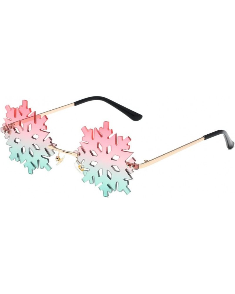 Novelty Snowflake Shape Sunglasses for Women/Men Cute Rimless Halloween Christmas Party Glasses Prom Accessories Red Green Gr...