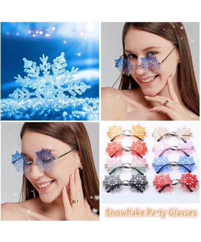 Novelty Snowflake Shape Sunglasses for Women/Men Cute Rimless Halloween Christmas Party Glasses Prom Accessories Red Green Gr...