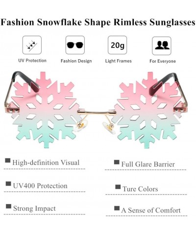 Novelty Snowflake Shape Sunglasses for Women/Men Cute Rimless Halloween Christmas Party Glasses Prom Accessories Red Green Gr...