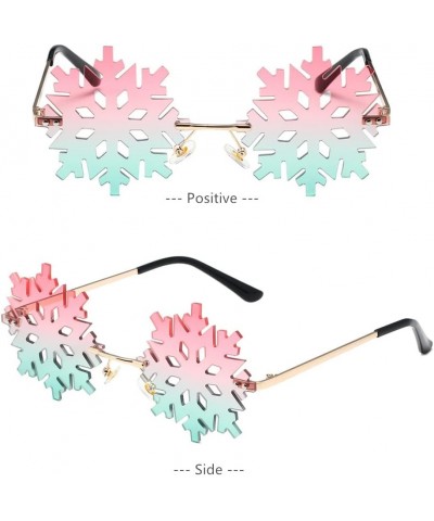 Novelty Snowflake Shape Sunglasses for Women/Men Cute Rimless Halloween Christmas Party Glasses Prom Accessories Red Green Gr...