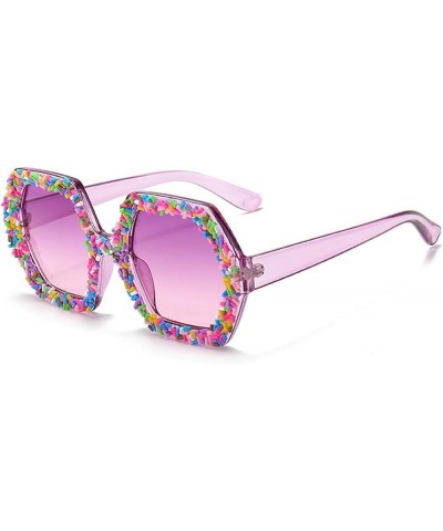 2023 Fashion Large Square Sunglasses Women Candy Goggle Men Punk Diamonds Polygon Sun Glasses Purple $9.68 Goggle