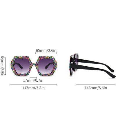 2023 Fashion Large Square Sunglasses Women Candy Goggle Men Punk Diamonds Polygon Sun Glasses Purple $9.68 Goggle