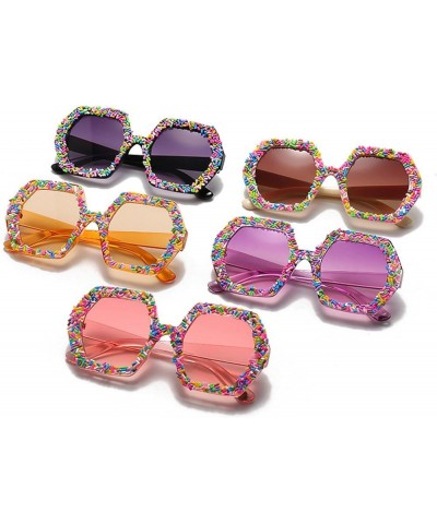 2023 Fashion Large Square Sunglasses Women Candy Goggle Men Punk Diamonds Polygon Sun Glasses Purple $9.68 Goggle