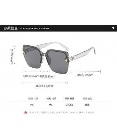 Eyebrow Half Frame Square Sunglasses Ladies Fashion Beach Glasses Foreign Trade Outdoor Travel Sunglasses (Transparent Gray) ...