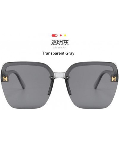 Eyebrow Half Frame Square Sunglasses Ladies Fashion Beach Glasses Foreign Trade Outdoor Travel Sunglasses (Transparent Gray) ...