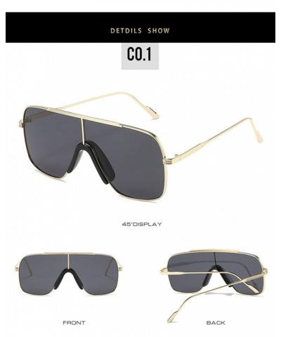 Square Fashion Big Frame Men and Women Sunglasses for Outdoor Vacation (Color : B, Size : Medium) Medium C $18.95 Designer